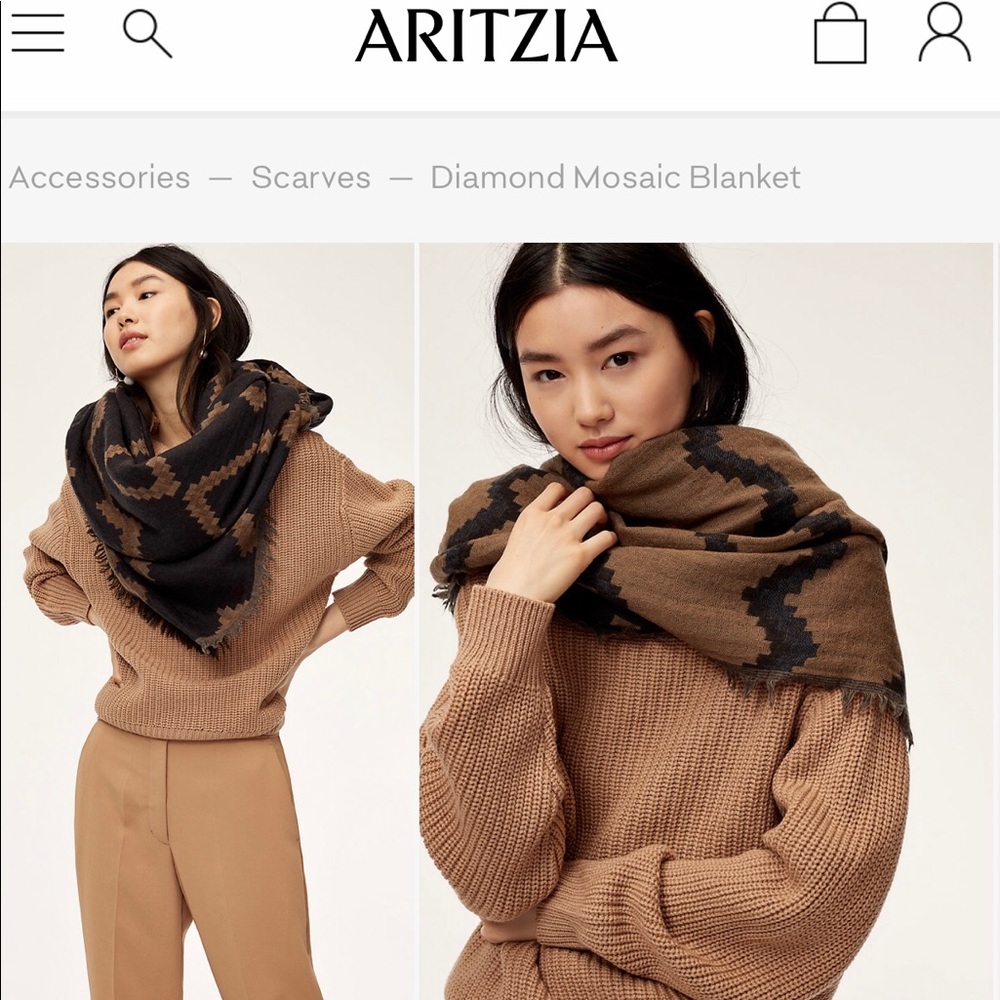 Aritzia Wilfred Diamond Mosaic Blanket Scarf wrap